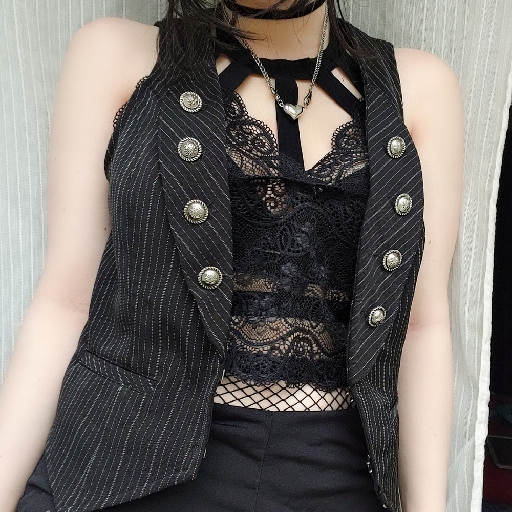 Joe Benbasset pinstripe black vest
